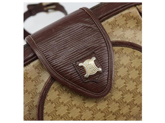 Céline Borsa a Spalla in Tela Macadam CELINE PVC Beige Oro Auth 144356 D'oro - vista 17