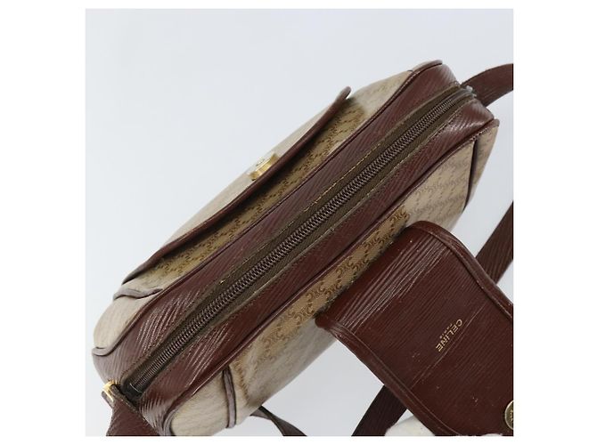Céline Borsa a Spalla in Tela Macadam CELINE PVC Beige Oro Auth 144356 D'oro - vista 18