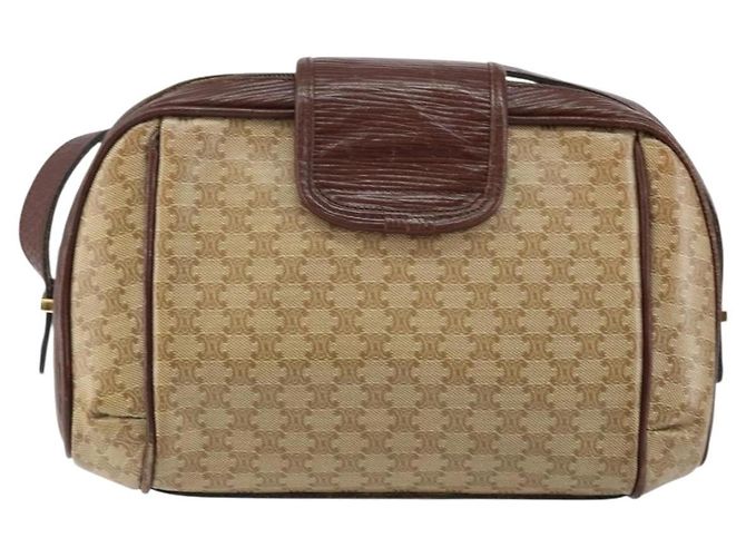Céline Borsa a Spalla in Tela Macadam CELINE PVC Beige Oro Auth 144356 D'oro - vista 2