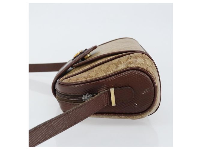 Céline Borsa a Spalla in Tela Macadam CELINE PVC Beige Oro Auth 144356 D'oro - vista 4