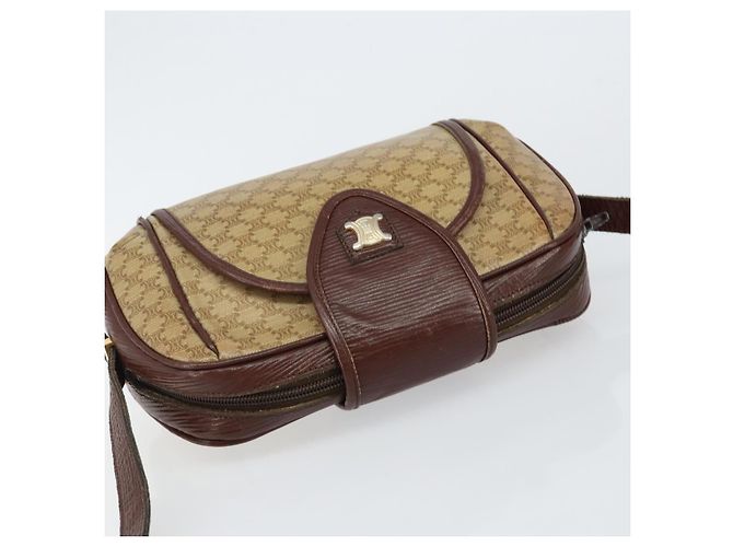 Céline Borsa a Spalla in Tela Macadam CELINE PVC Beige Oro Auth 144356 D'oro - vista 6