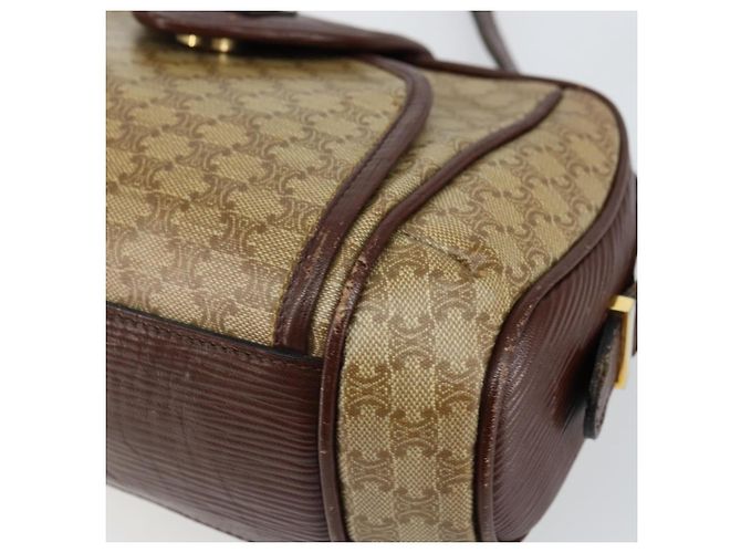 Céline Borsa a Spalla in Tela Macadam CELINE PVC Beige Oro Auth 144356 D'oro - vista 9