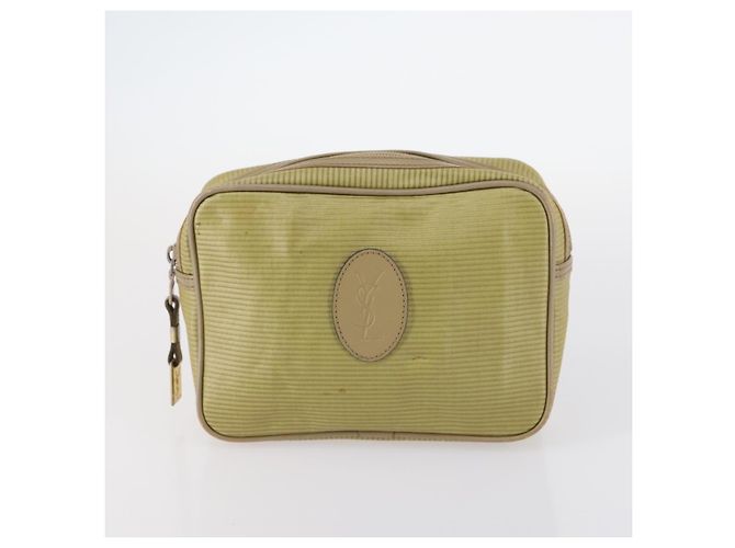 SAINT LAURENT Borsa a mano in pelle 2 pezzi Nero Oro beige Auth am9229 D'oro - vista 10