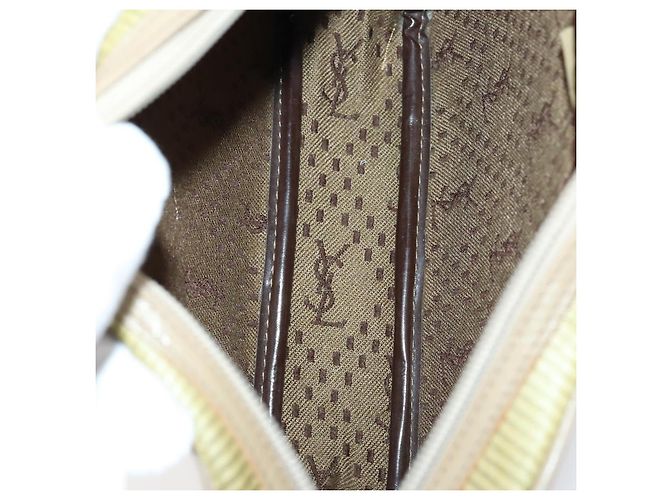 SAINT LAURENT Borsa a mano in pelle 2 pezzi Nero Oro beige Auth am9229 D'oro - vista 16