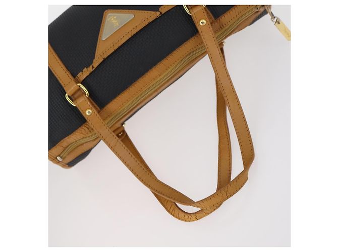 SAINT LAURENT Borsa a mano in pelle 2 pezzi Nero Oro beige Auth am9229 D'oro - vista 5
