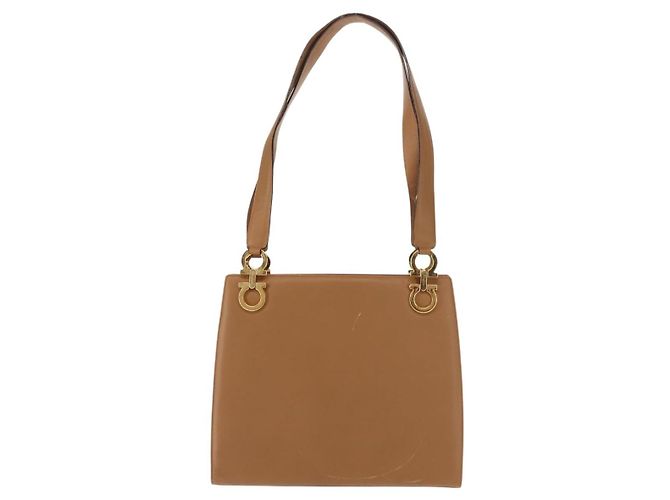Borsa a Spalla Gancini in Pelle Beige Auth BA6798 di Salvatore Ferragamo - vista 13