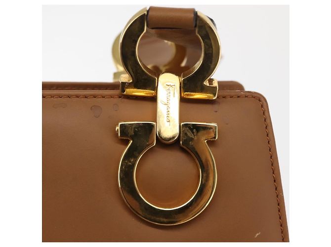 Borsa a Spalla Gancini in Pelle Beige Auth BA6798 di Salvatore Ferragamo - vista 17