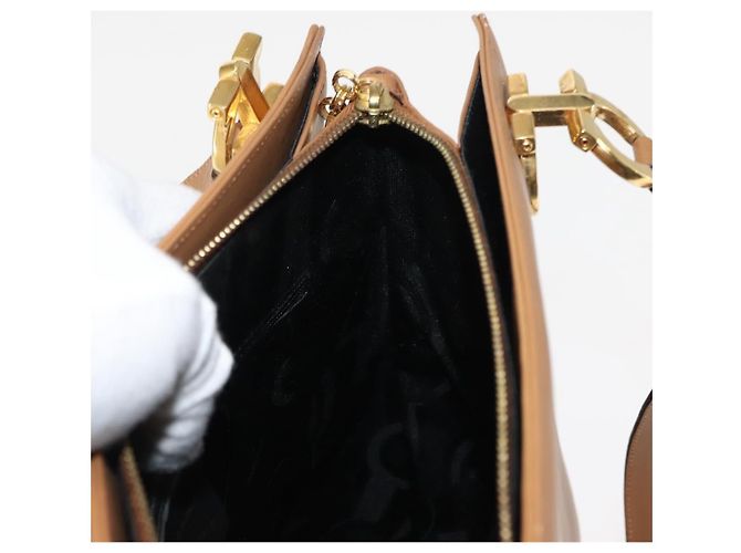 Borsa a Spalla Gancini in Pelle Beige Auth BA6798 di Salvatore Ferragamo - vista 18