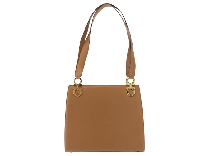 Borsa a Spalla Gancini in Pelle Beige Auth BA6798 di Salvatore Ferragamo - vista 2