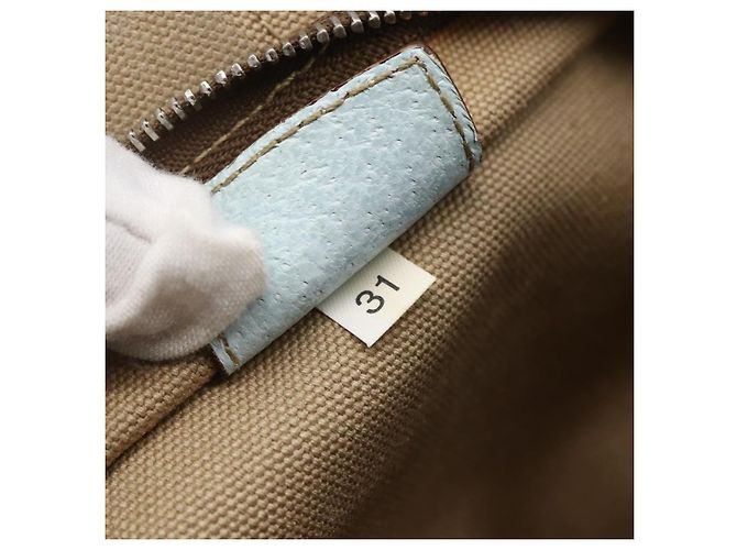 Borsa Tote PRADA in tela beige e blu chiaro Auth bs29888 - vista 12