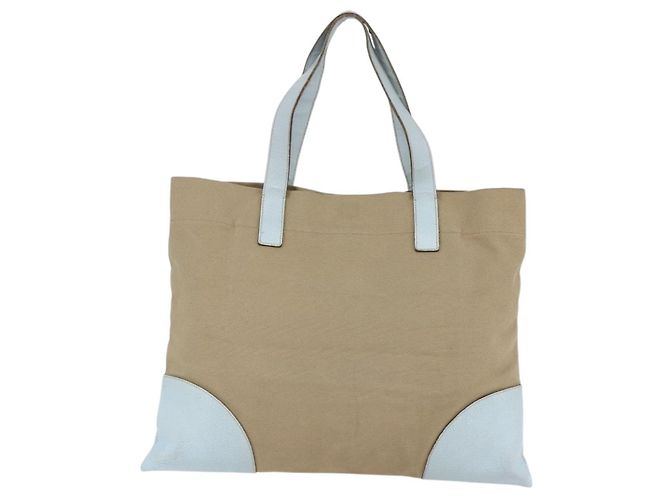 Borsa Tote PRADA in tela beige e blu chiaro Auth bs29888 - vista 2