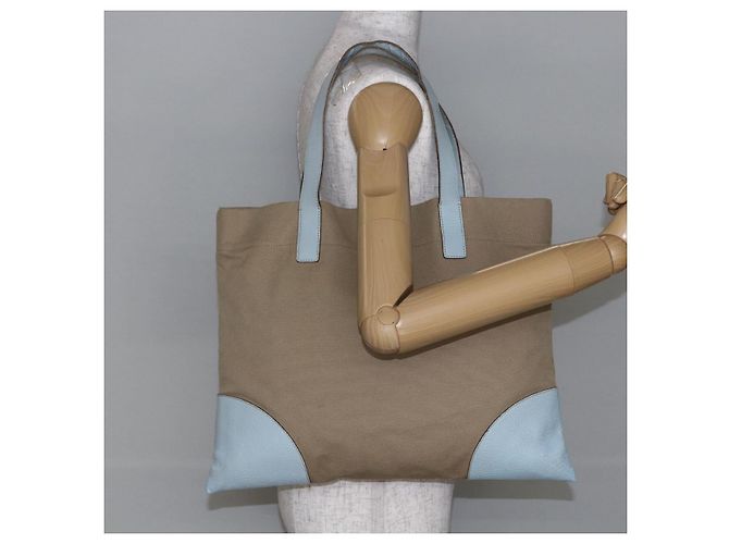 Borsa Tote PRADA in tela beige e blu chiaro Auth bs29888 - vista 22