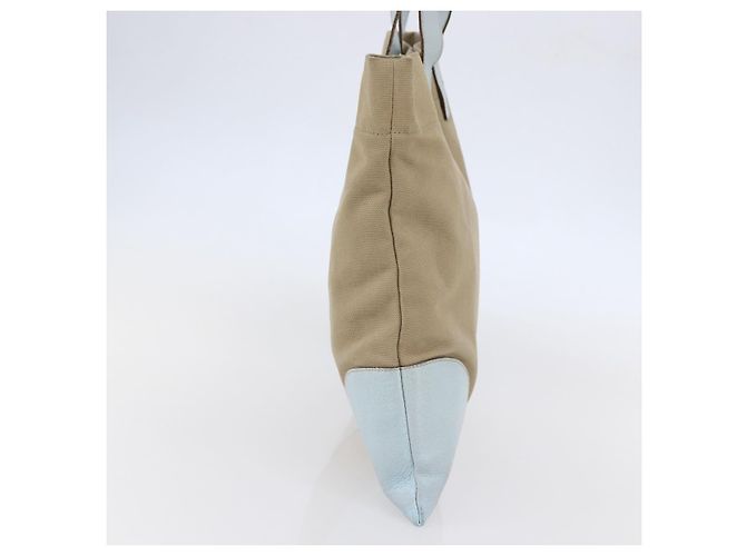 Borsa Tote PRADA in tela beige e blu chiaro Auth bs29888 - vista 3