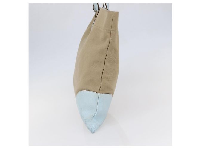 Borsa Tote PRADA in tela beige e blu chiaro Auth bs29888 - vista 4