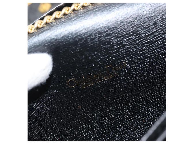 Borsa a spalla con catena in pelle nera Christian Dior Auth BA6823 Nero - vista 11