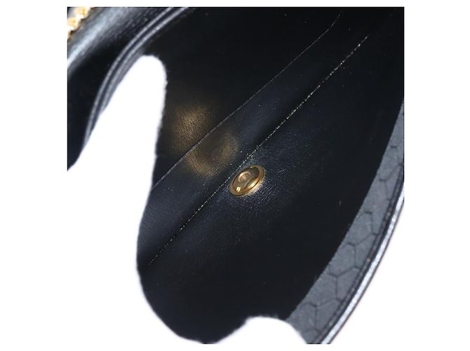 Borsa a spalla con catena in pelle nera Christian Dior Auth BA6823 Nero - vista 12