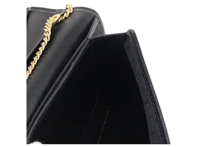 Borsa a spalla con catena in pelle nera Christian Dior Auth BA6823 Nero - vista 19