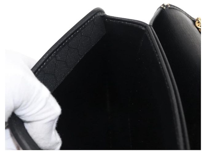 Borsa a spalla con catena in pelle nera Christian Dior Auth BA6823 Nero - vista 20