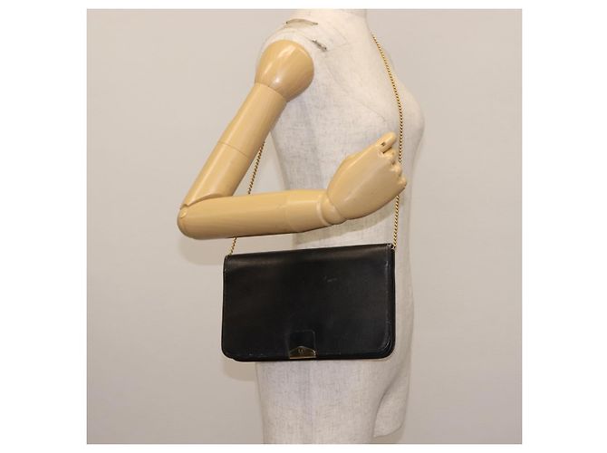 Borsa a spalla con catena in pelle nera Christian Dior Auth BA6823 Nero - vista 22
