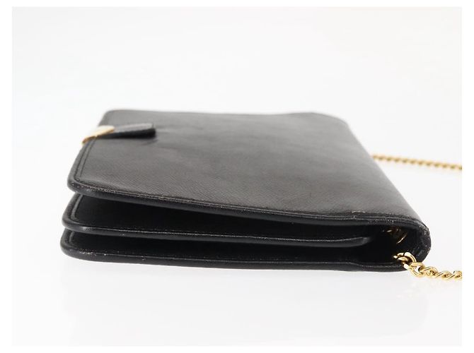 Borsa a spalla con catena in pelle nera Christian Dior Auth BA6823 Nero - vista 3