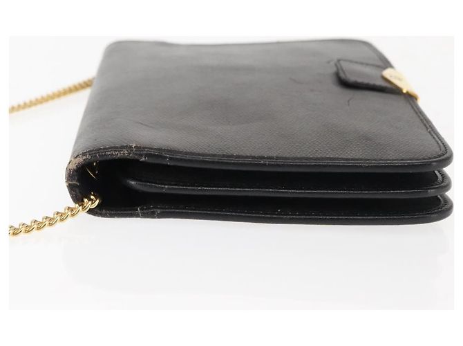 Borsa a spalla con catena in pelle nera Christian Dior Auth BA6823 Nero - vista 4