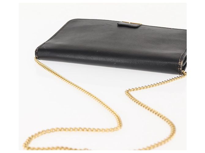 Borsa a spalla con catena in pelle nera Christian Dior Auth BA6823 Nero - vista 7