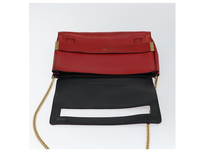 Chloé Borsa a Spalla in Pelle Chloe Chain Ray Rossa Oro Auth BA6596 Rosso D'oro - vista 10