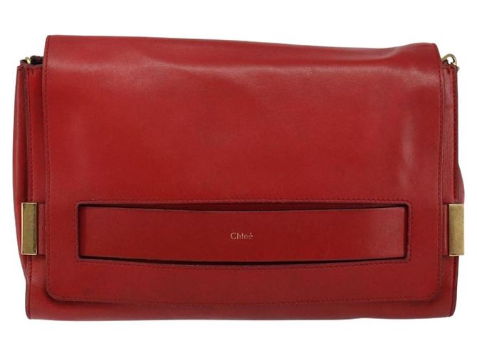 Chloé Borsa a Spalla in Pelle Chloe Chain Ray Rossa Oro Auth BA6596 Rosso D'oro - vista 13