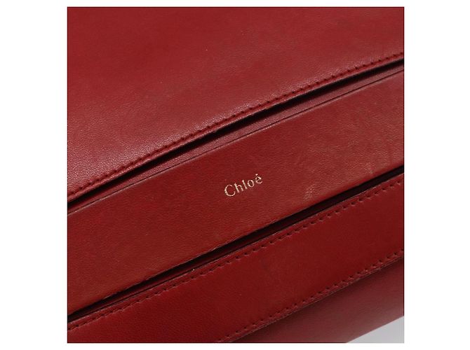 Chloé Borsa a Spalla in Pelle Chloe Chain Ray Rossa Oro Auth BA6596 Rosso D'oro - vista 17