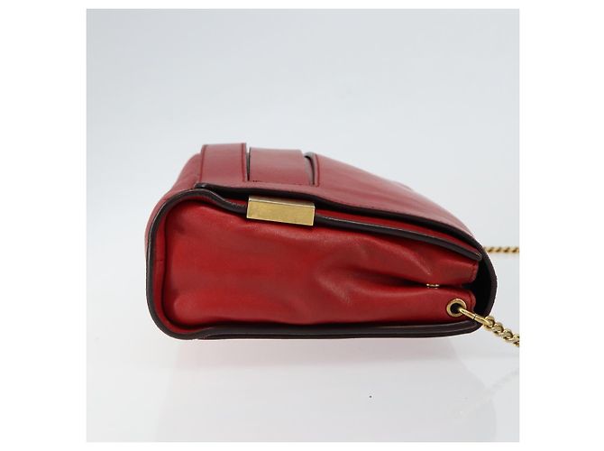 Chloé Borsa a Spalla in Pelle Chloe Chain Ray Rossa Oro Auth BA6596 Rosso D'oro - vista 3