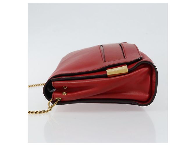 Chloé Borsa a Spalla in Pelle Chloe Chain Ray Rossa Oro Auth BA6596 Rosso D'oro - vista 4