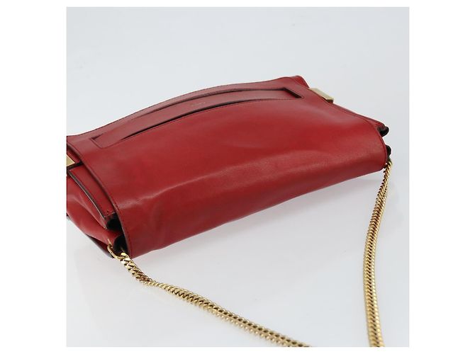 Chloé Borsa a Spalla in Pelle Chloe Chain Ray Rossa Oro Auth BA6596 Rosso D'oro - vista 6