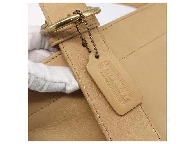 Coach Borsa Tote in Pelle Beige Auth am9383 - vista 10