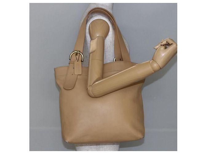Coach Borsa Tote in Pelle Beige Auth am9383 - vista 21