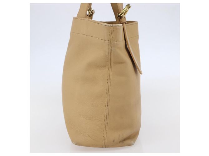 Coach Borsa Tote in Pelle Beige Auth am9383 - vista 4