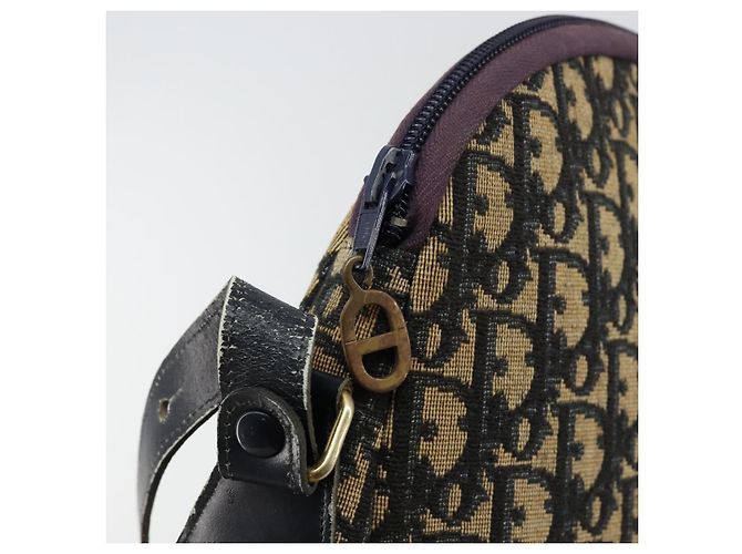 Borsa a Spalla in Tela Trotter Christian Dior Blu Navy e Oro Auth fm4881 D'oro - vista 10