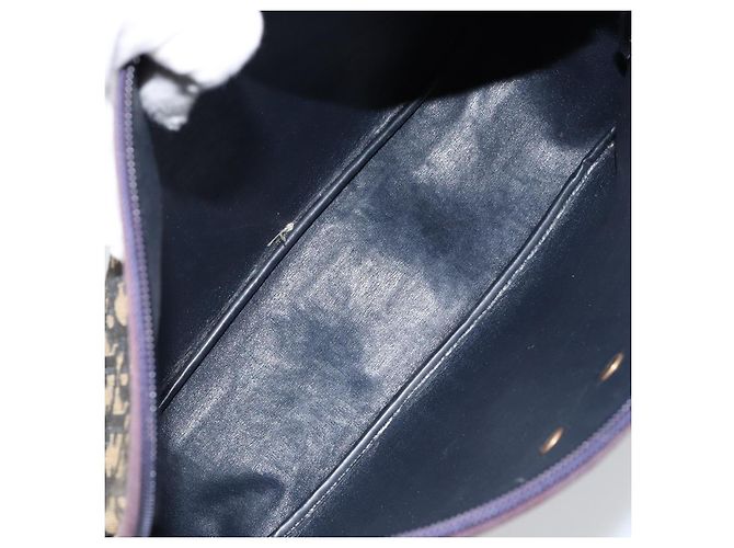 Borsa a Spalla in Tela Trotter Christian Dior Blu Navy e Oro Auth fm4881 D'oro - vista 12