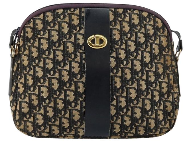 Borsa a Spalla in Tela Trotter Christian Dior Blu Navy e Oro Auth fm4881 D'oro - vista 13