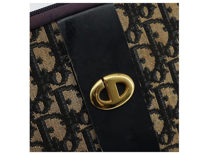 Borsa a Spalla in Tela Trotter Christian Dior Blu Navy e Oro Auth fm4881 D'oro - vista 17
