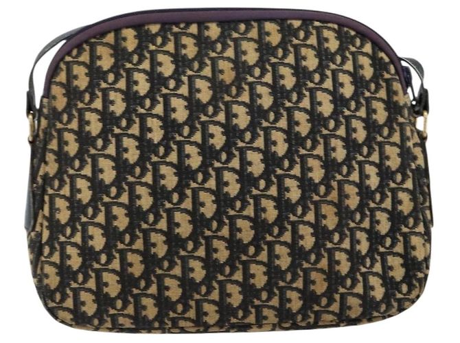 Borsa a Spalla in Tela Trotter Christian Dior Blu Navy e Oro Auth fm4881 D'oro - vista 2