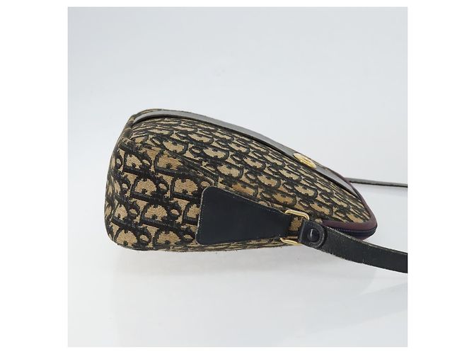 Borsa a Spalla in Tela Trotter Christian Dior Blu Navy e Oro Auth fm4881 D'oro - vista 3