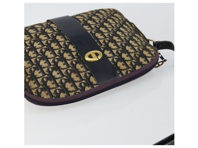 Borsa a Spalla in Tela Trotter Christian Dior Blu Navy e Oro Auth fm4881 D'oro - vista 6