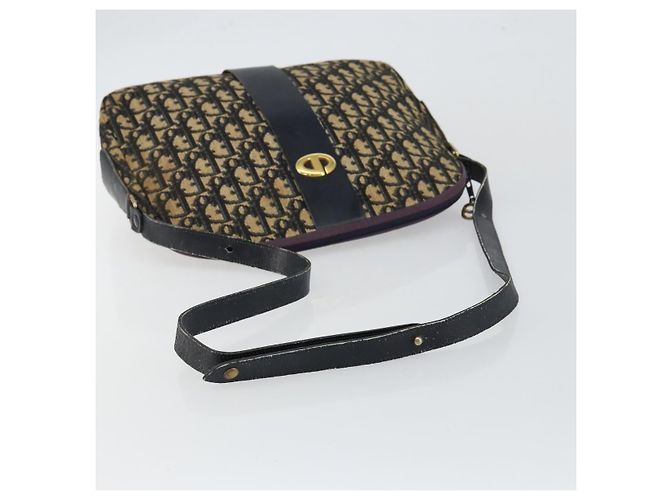 Borsa a Spalla in Tela Trotter Christian Dior Blu Navy e Oro Auth fm4881 D'oro - vista 7