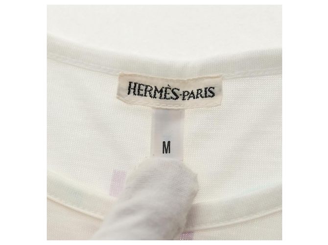 Hermès Camiseta de algodón blanca HERMES Margiela Period de manga corta Auth am9197V Blanco - vista 6