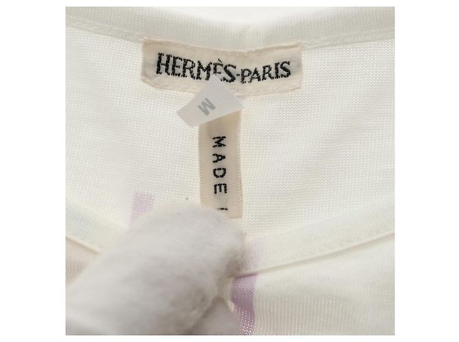 Hermès Camiseta de algodón blanca HERMES Margiela Period de manga corta Auth am9197V Blanco - vista 7