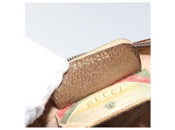 GUCCI GG Canvas Web Sherry Line Clutch Bag PVC Pelle Beige Verde Auth th6400 Rosso - vista 12