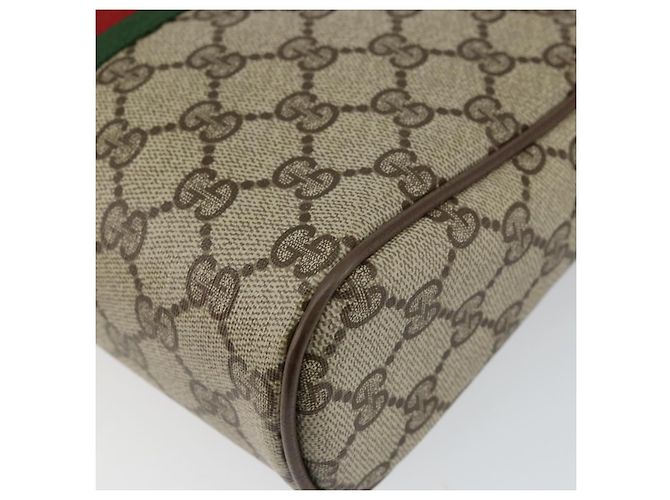GUCCI GG Canvas Web Sherry Line Clutch Bag PVC Pelle Beige Verde Auth th6400 Rosso - vista 15