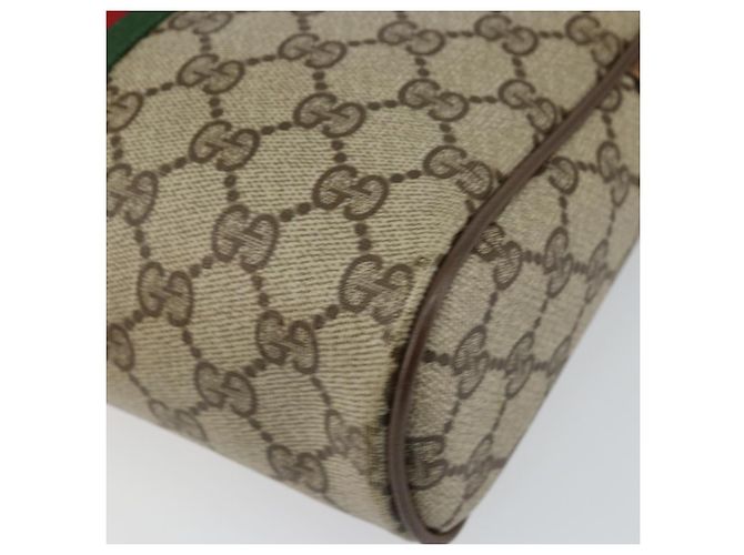 GUCCI GG Canvas Web Sherry Line Clutch Bag PVC Pelle Beige Verde Auth th6400 Rosso - vista 7