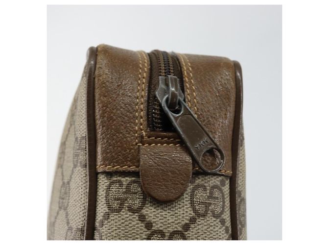 GUCCI GG Canvas Web Sherry Line Clutch Bag PVC Pelle Beige Verde Auth th6400 Rosso - vista 8