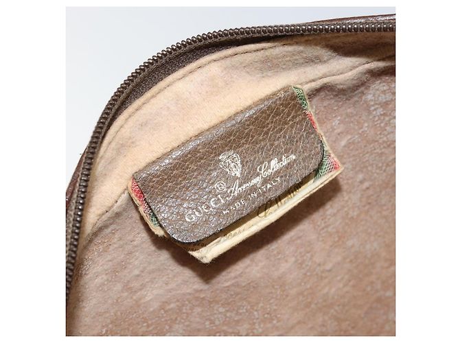 GUCCI GG Canvas Web Sherry Line Clutch Bag PVC Pelle Beige Verde Auth th6400 Rosso - vista 9